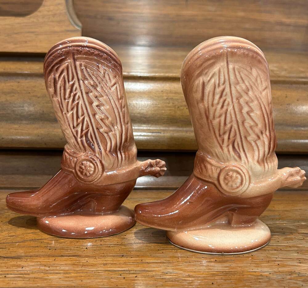 Vintage Ceramic Cowboy Boot Salt and Pepper Shakers